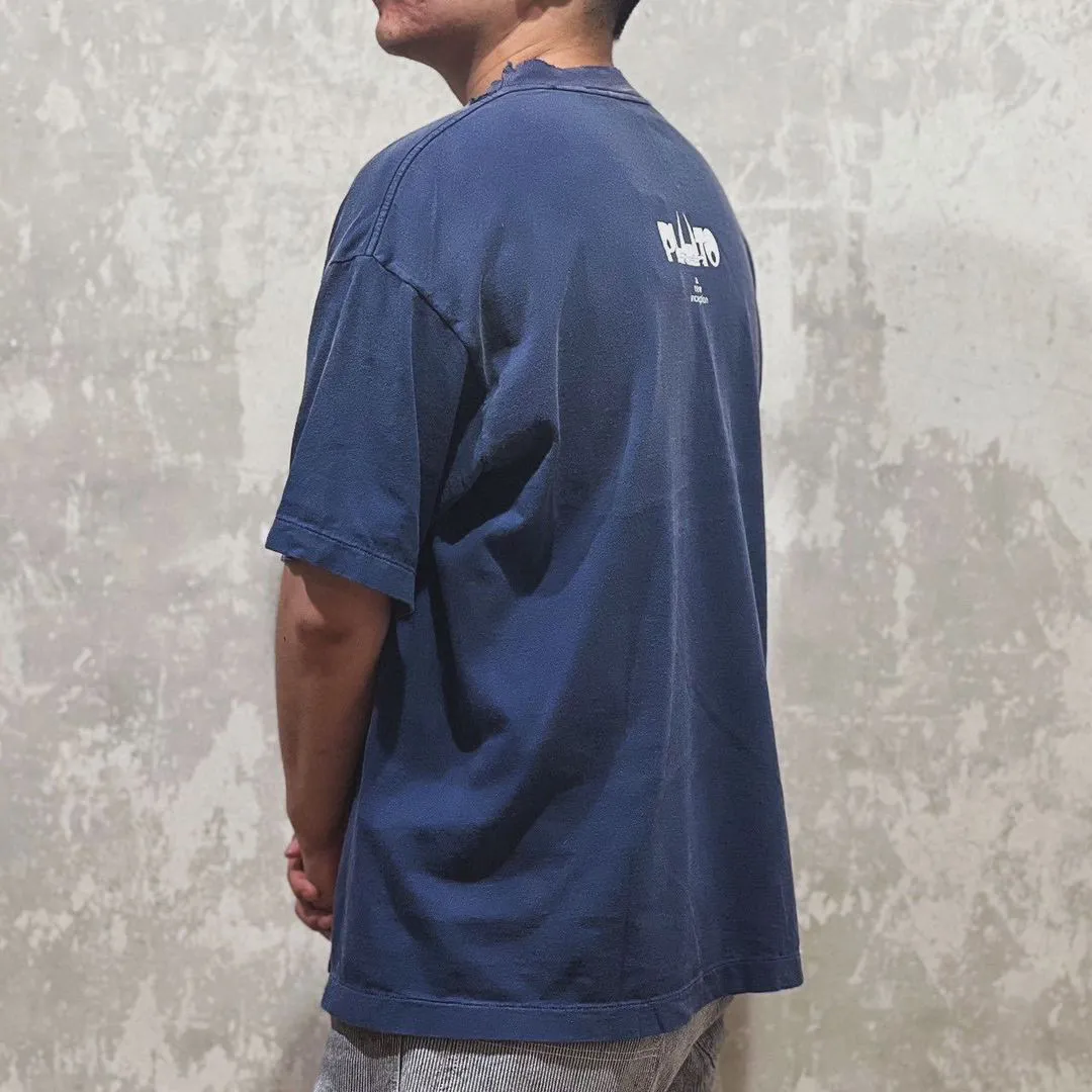 PLUTO x SAINT Mxxxxxx PLUTO SS TEE/Pluto co-branded retro tee Pluto distressed hole short sleeves Washed blue S-XL The washing and destruction process have reached the highest peak in the brand's history The real thing is quite acceptable This tee is derived from Osamu Tezuka's landmark masterpiece Customized original consistent main mark/wash mark Original consistent cylindrical OE yarn fabric